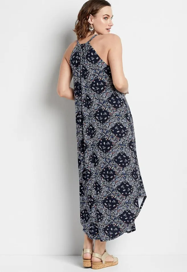 247 Blue Printed Halter Neck Maxi Dress Women Maurices Dresses and Jumpsuits