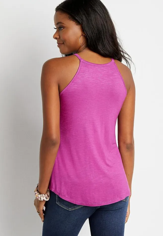 247 Pink Strappy High Neck Tank Top Women Maurices Tops