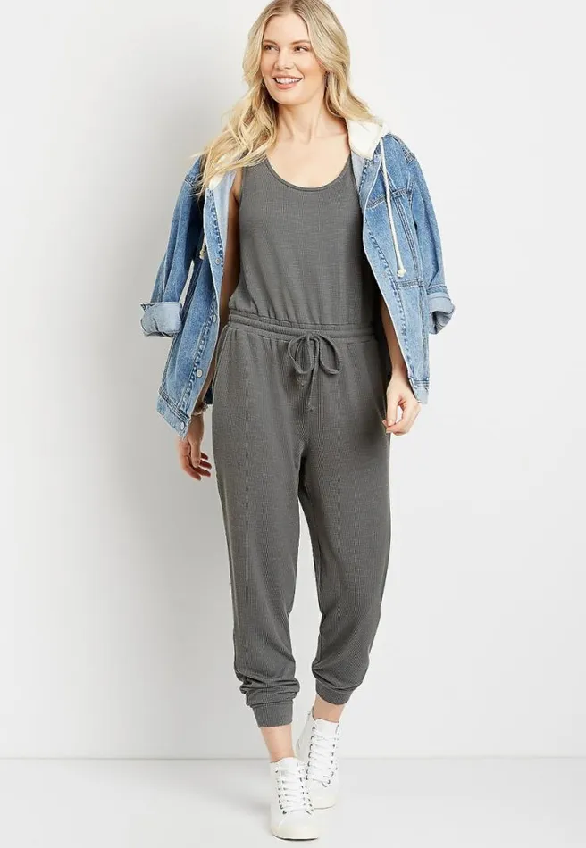 247 Ribbed Jogger Drawcord Pocket Jumpsuit Women Maurices Dresses and Jumpsuits