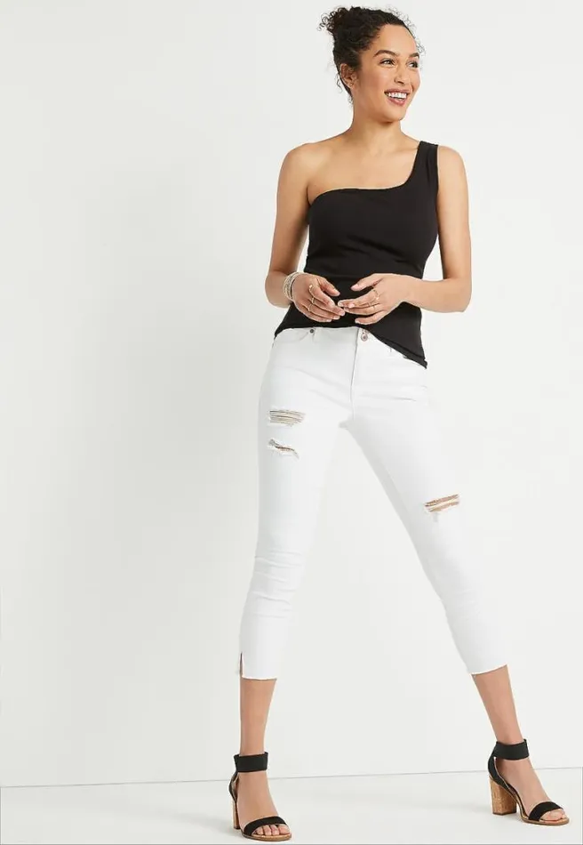 247 Solid Ribbed One Shoulder Tank Top Women Maurices Tops