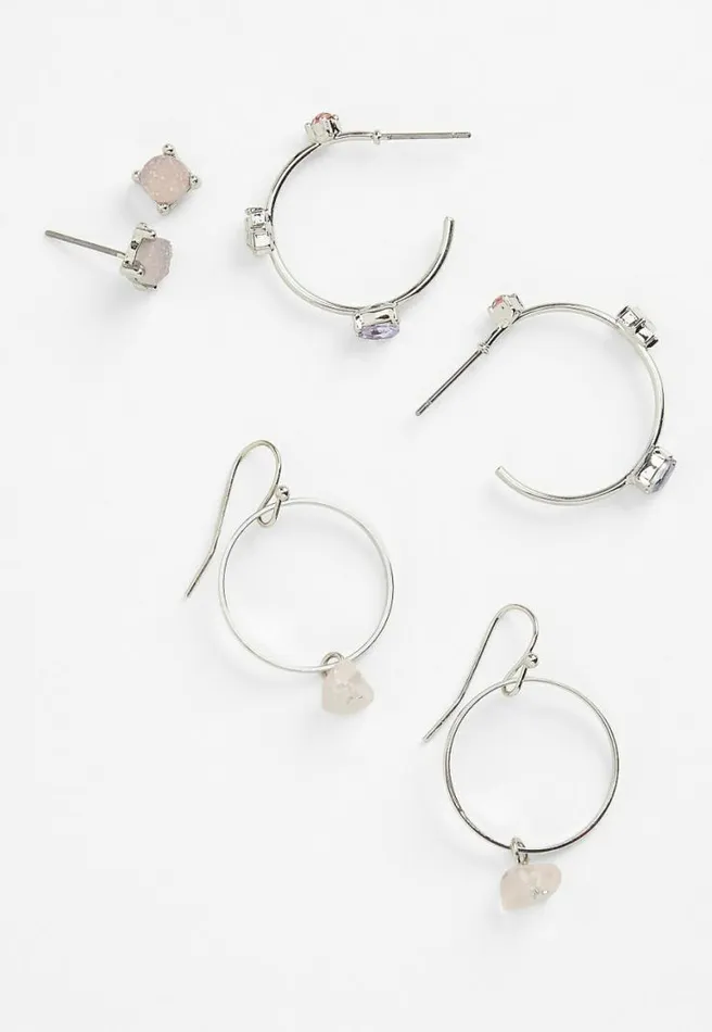 3 Pack Silver Earring Set Women Maurices Jewelry