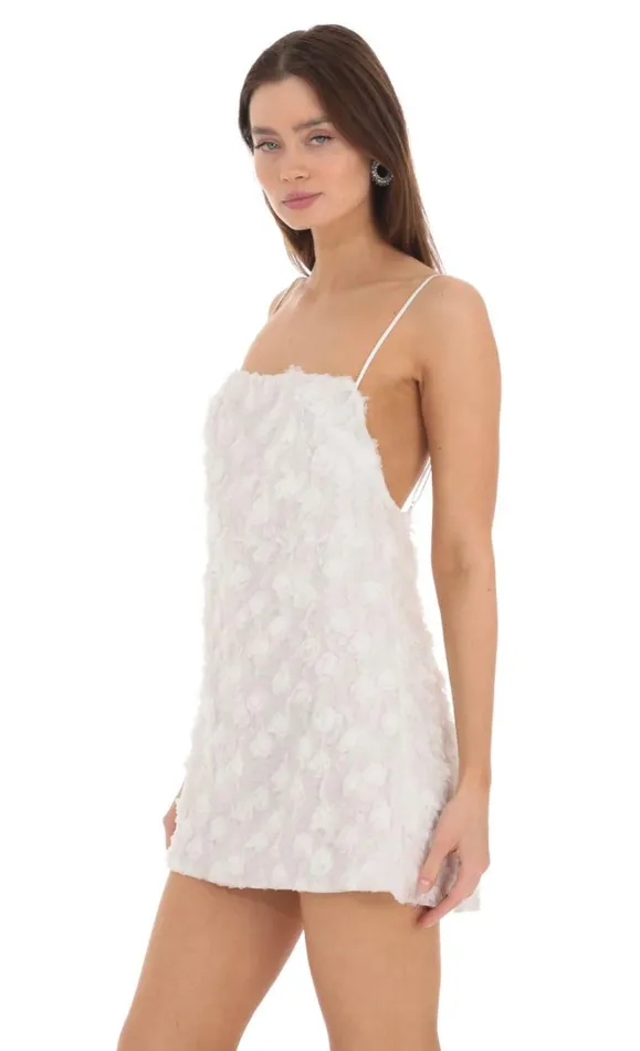 3D Floral Shift Dress White Women LUCY IN THE SKY Mini Dresses 3D Floral Shift Dress White Women LUCY IN THE SKY Mini Dresses