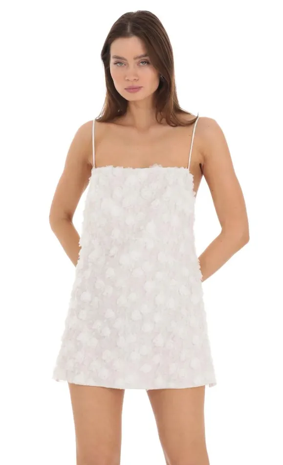 3D Floral Shift Dress White Women LUCY IN THE SKY Mini Dresses 3D Floral Shift Dress White Women LUCY IN THE SKY Mini Dresses