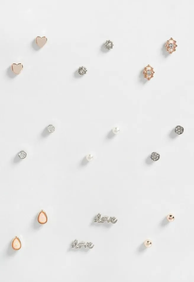 9 Piece Love Stud Earring Set Women Maurices Jewelry