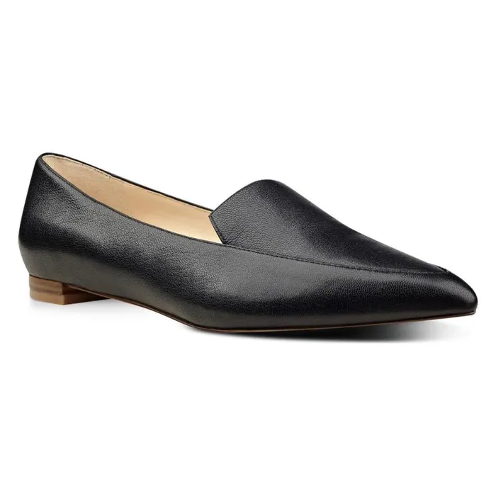 Abay Smoking Flats Black Leather Women Nine West Flats Abay Smoking Flats Black Leather Women Nine West Flats