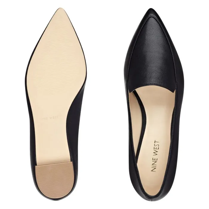 Abay Smoking Flats Black Leather Women Nine West Flats Abay Smoking Flats Black Leather Women Nine West Flats