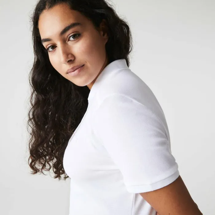 Activewear Women Lacoste Women039s L12D Slim Fit Stretch Mini Piqu Polo White 001