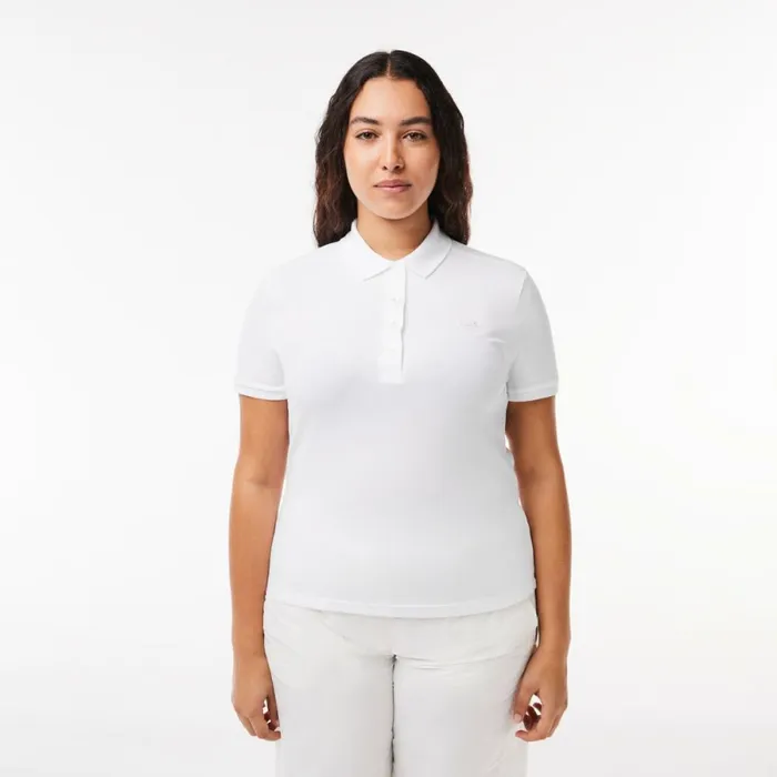 Activewear Women Lacoste Women039s L12D Slim Fit Stretch Mini Piqu Polo White 001