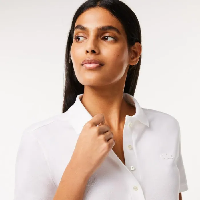 Activewear Women Lacoste Women039s L12D Slim Fit Stretch Mini Piqu Polo White 001