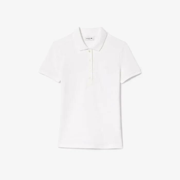 Activewear Women Lacoste Women039s L12D Slim Fit Stretch Mini Piqu Polo White 001