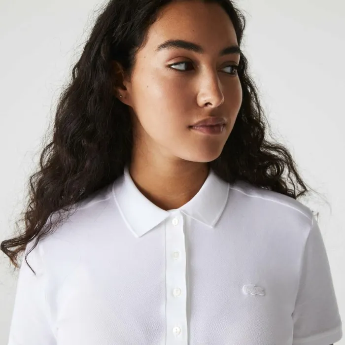 Activewear Women Lacoste Women039s L12D Slim Fit Stretch Mini Piqu Polo White 001
