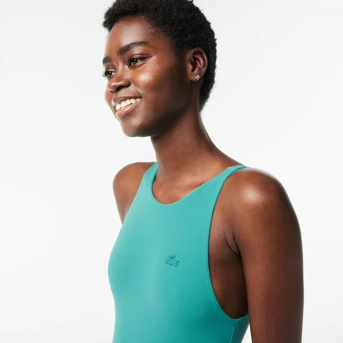 Activewear Women Lacoste Womens OnePiece Recycled Polyamide Swimsuit Blue Si0