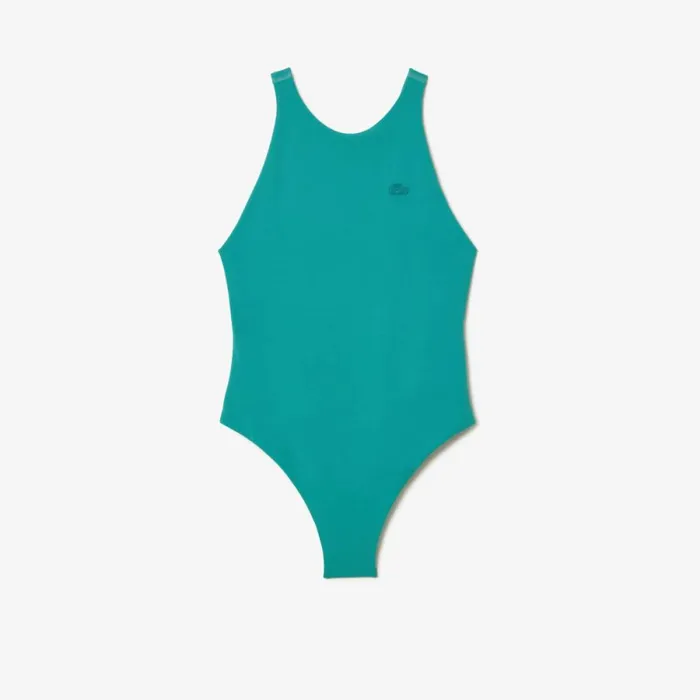 Activewear Women Lacoste Womens OnePiece Recycled Polyamide Swimsuit Blue Si0