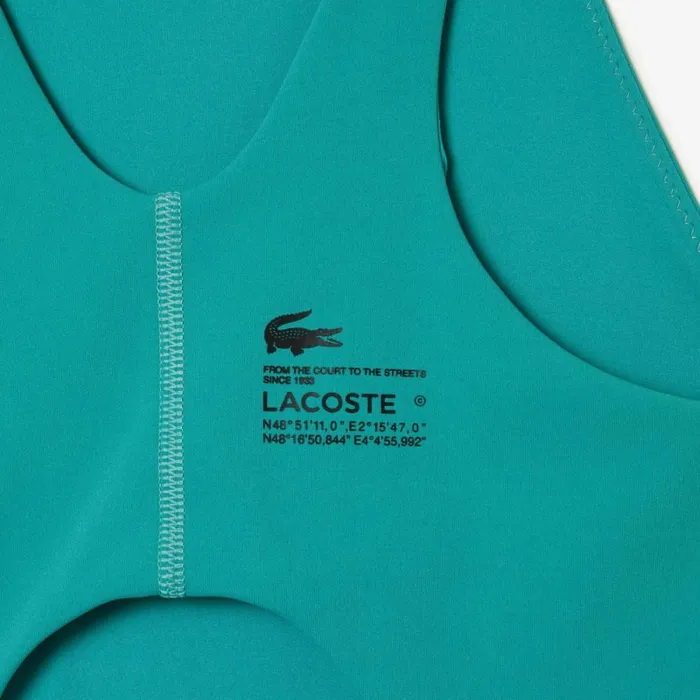 Activewear Women Lacoste Womens OnePiece Recycled Polyamide Swimsuit Blue Si0