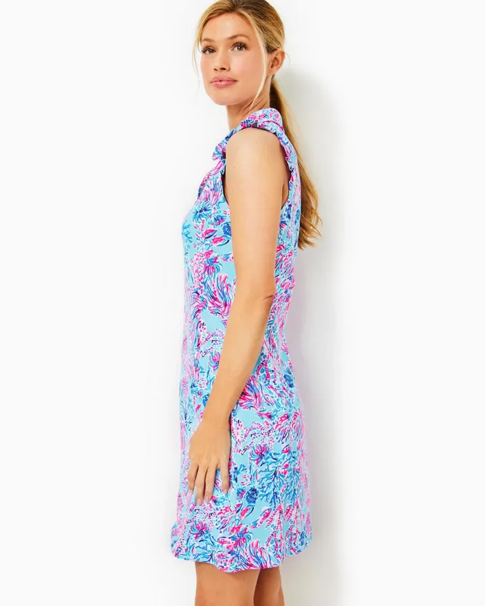 Activewear Women Lilly Pulitzer UPF 50 Luxletic Silvia Dress Celestial Blue Seek And Sea