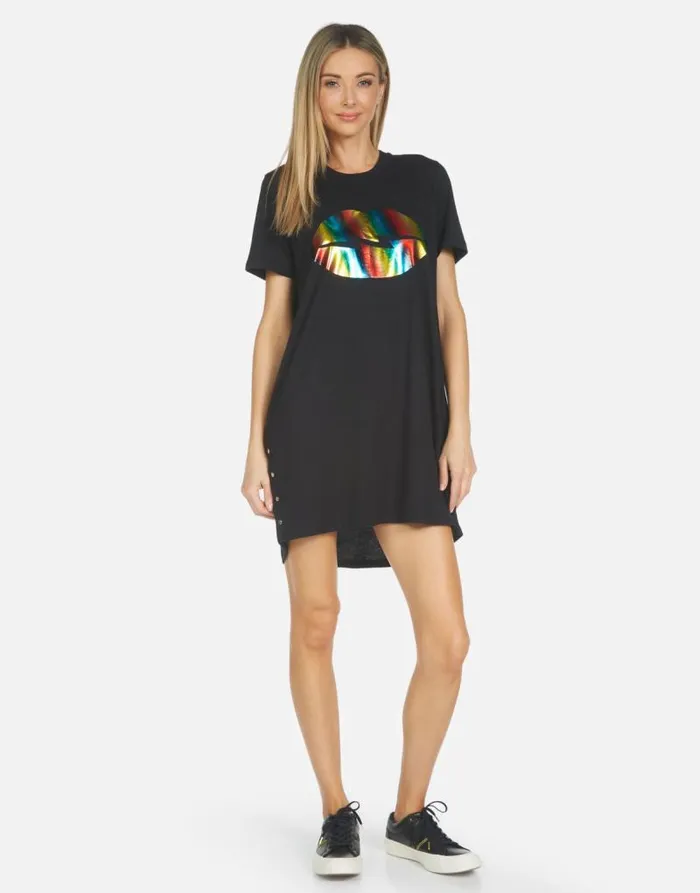 Adar Rainbow Foil Lightning Lip Black Women Lauren Moshi Dresses