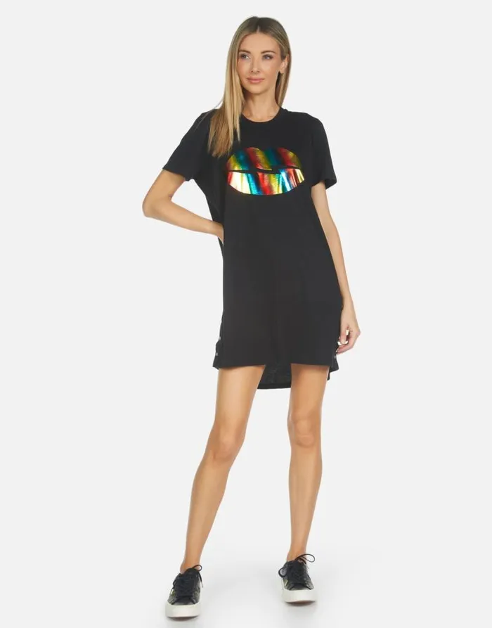 Adar Rainbow Foil Lightning Lip Black Women Lauren Moshi Dresses