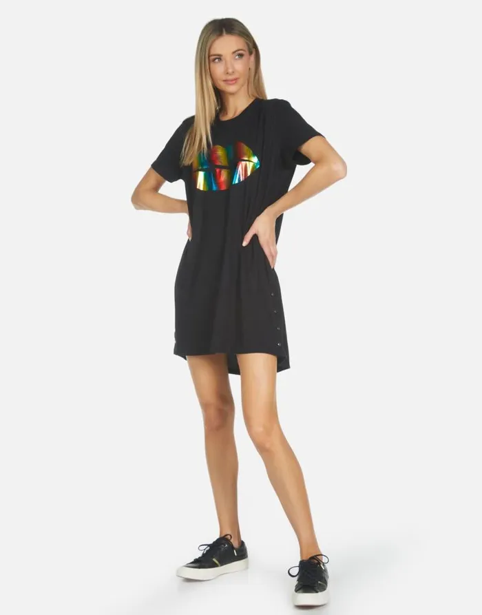 Adar Rainbow Foil Lightning Lip Black Women Lauren Moshi Dresses