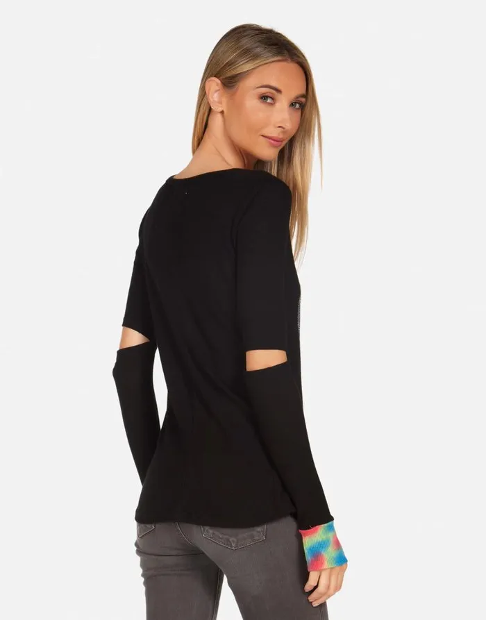 Adelita Crystal Lightning Peace Black Primary Tie Dye Women Lauren Moshi Long Sleeve