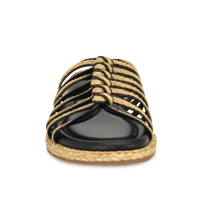 Adila Flat Espadrille Sandals Black Raffia Women Nine West Sandals Adila Flat Espadrille Sandals Black Raffia Women Nine West Sandals