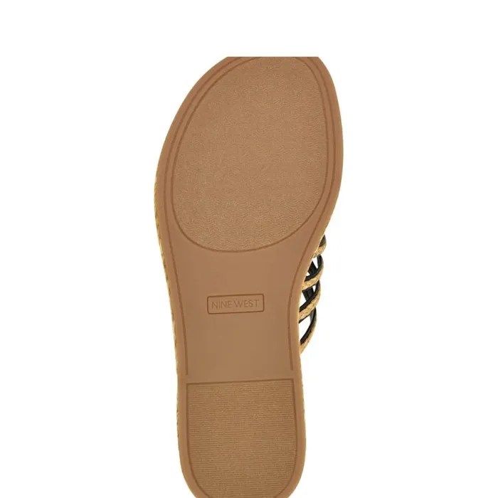 Adila Flat Espadrille Sandals Black Raffia Women Nine West Sandals Adila Flat Espadrille Sandals Black Raffia Women Nine West Sandals