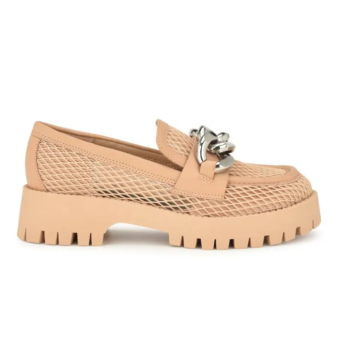 Afer Mesh Lugsole Loafers Natural Women Nine West Flats