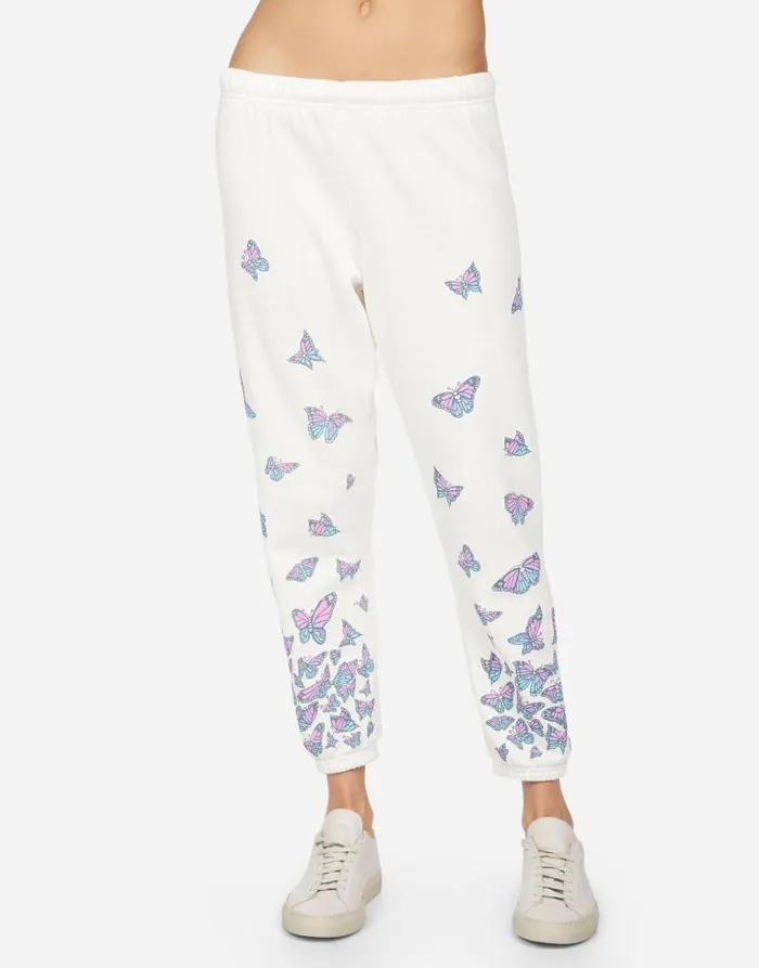 Alana Color Butterfly Skull Burst Milk Women Lauren Moshi Crop Sweatpants