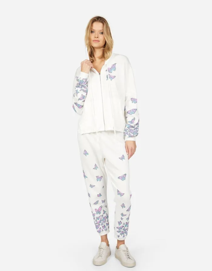 Alana Color Butterfly Skull Burst Milk Women Lauren Moshi Crop Sweatpants