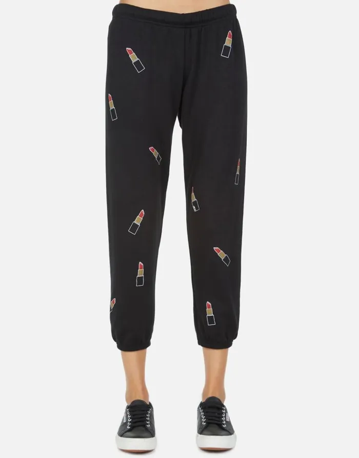 Alana Mini Lipstick Black Women Lauren Moshi Crop Sweatpants