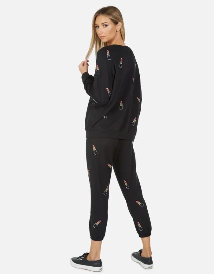 Alana Mini Lipstick Black Women Lauren Moshi Crop Sweatpants