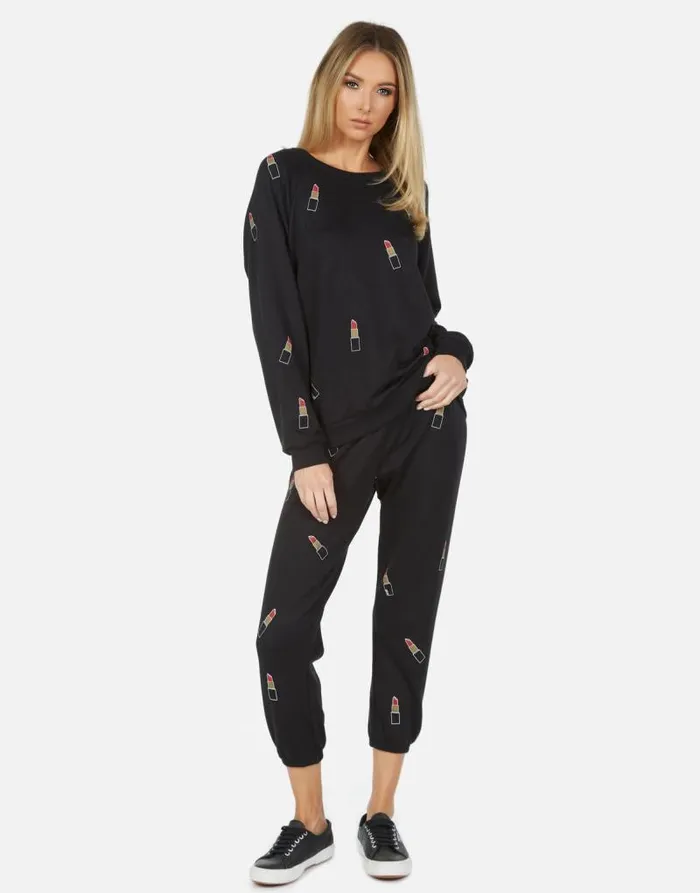Alana Mini Lipstick Black Women Lauren Moshi Crop Sweatpants