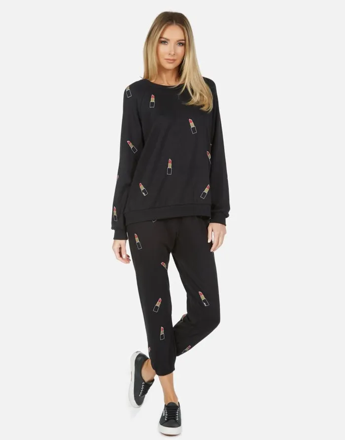 Alana Mini Lipstick Black Women Lauren Moshi Crop Sweatpants