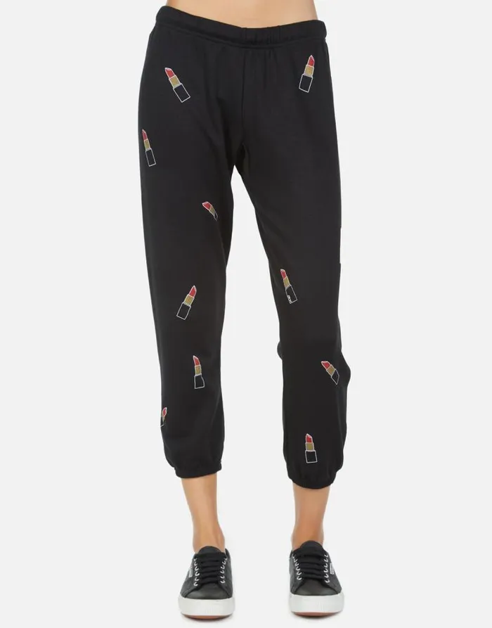 Alana Mini Lipstick Black Women Lauren Moshi Crop Sweatpants