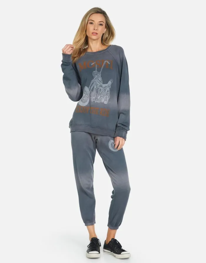 Alana Moshi Ride Faded Graphite Women Lauren Moshi Crop Sweatpants
