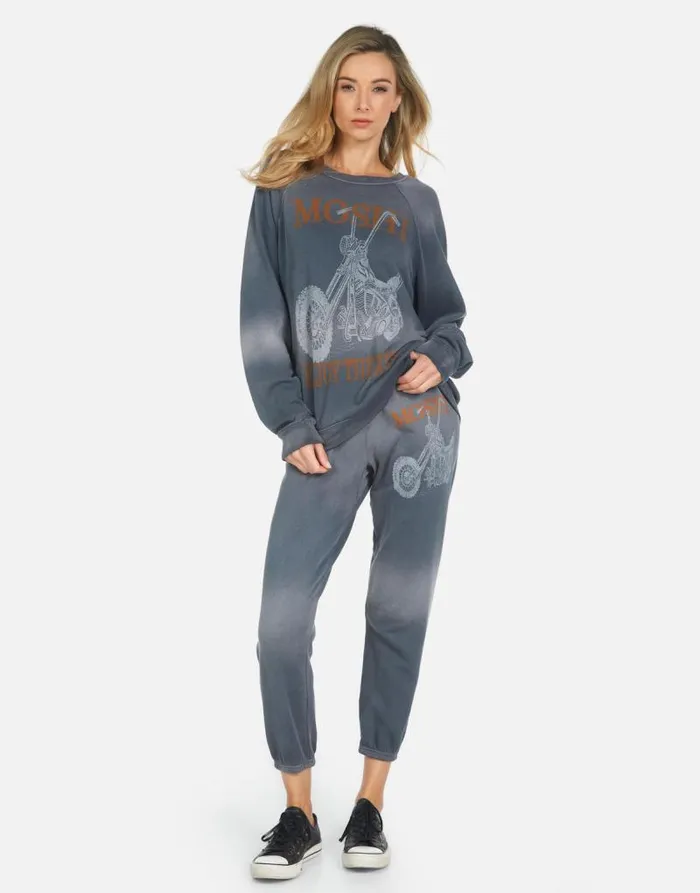 Alana Moshi Ride Faded Graphite Women Lauren Moshi Crop Sweatpants
