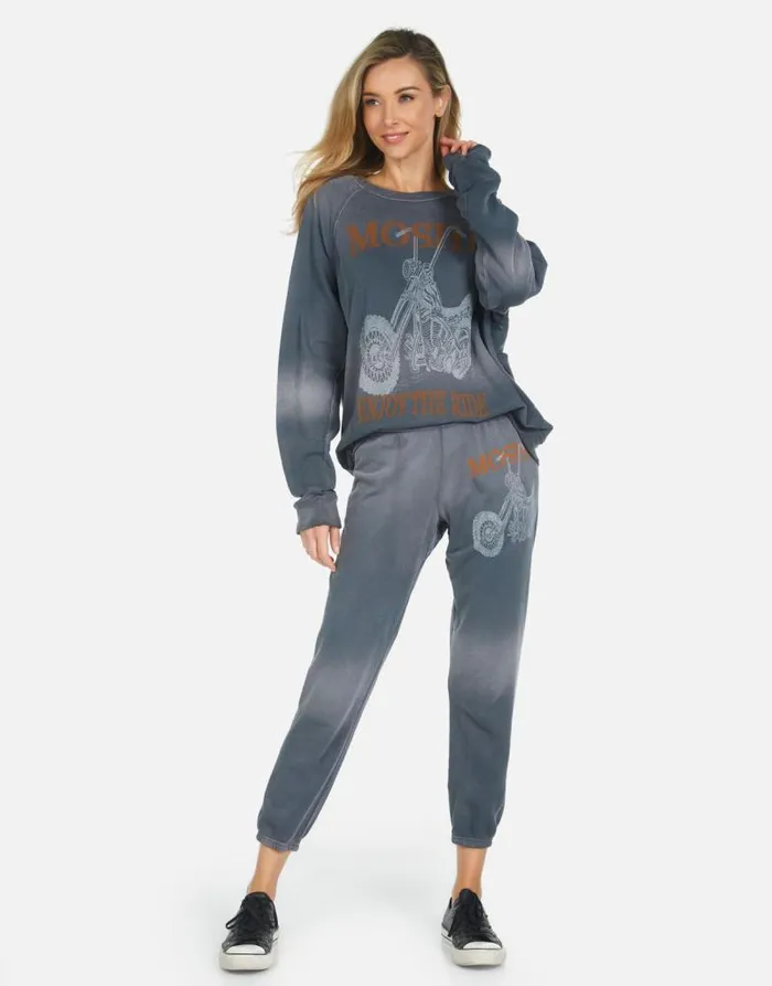 Alana Moshi Ride Faded Graphite Women Lauren Moshi Crop Sweatpants