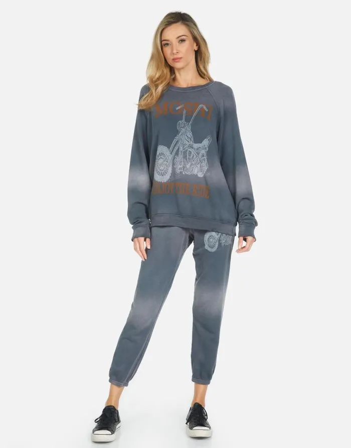 Alana Moshi Ride Faded Graphite Women Lauren Moshi Crop Sweatpants