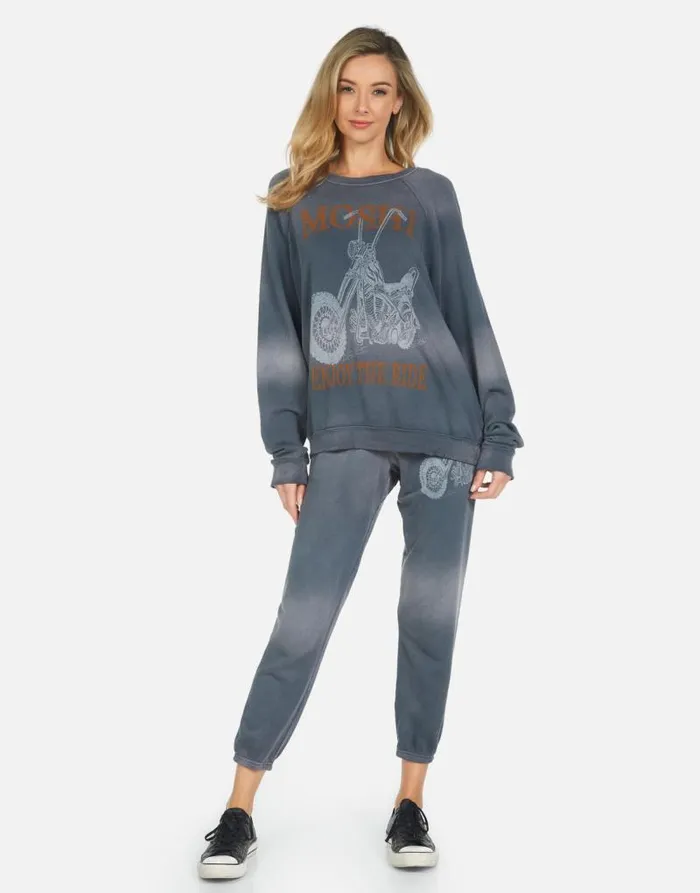 Alana Moshi Ride Faded Graphite Women Lauren Moshi Crop Sweatpants