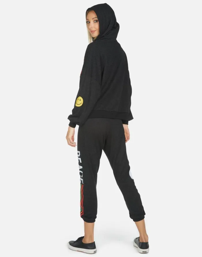 Alana Peace Love Stripe Black Women Lauren Moshi Crop Sweatpants