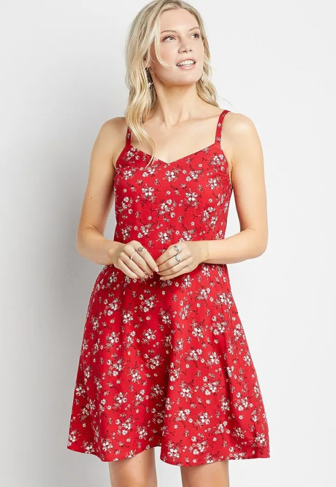 Americana Floral Smocked Back Mini Dress Women Maurices Dresses and Jumpsuits