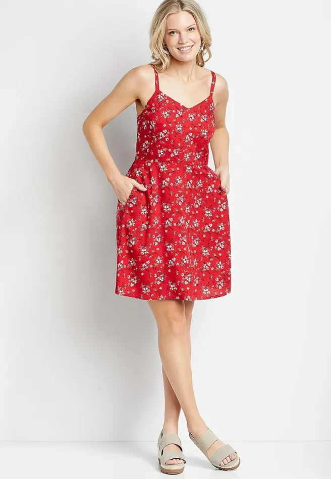 Americana Floral Smocked Back Mini Dress Women Maurices Dresses and Jumpsuits