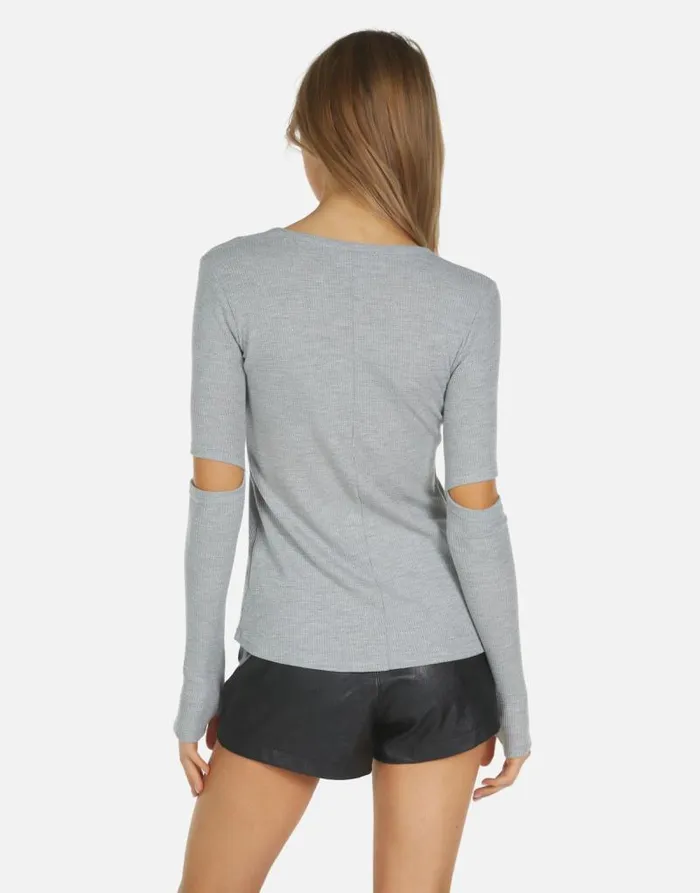 Amora X Shout At The Devil Heather Grey Women Lauren Moshi Long Sleeve