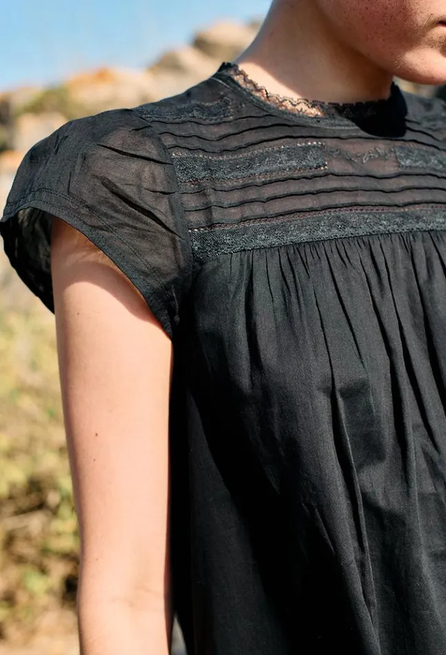Anabela Black Cotton Mini Dress Women Ciao Lucia Black Dresses