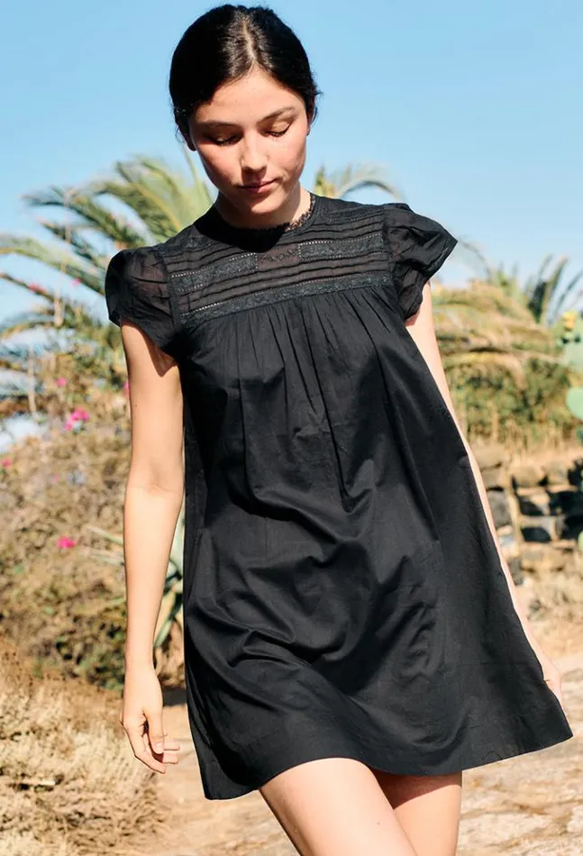 Anabela Black Cotton Mini Dress Women Ciao Lucia Mini Dresses