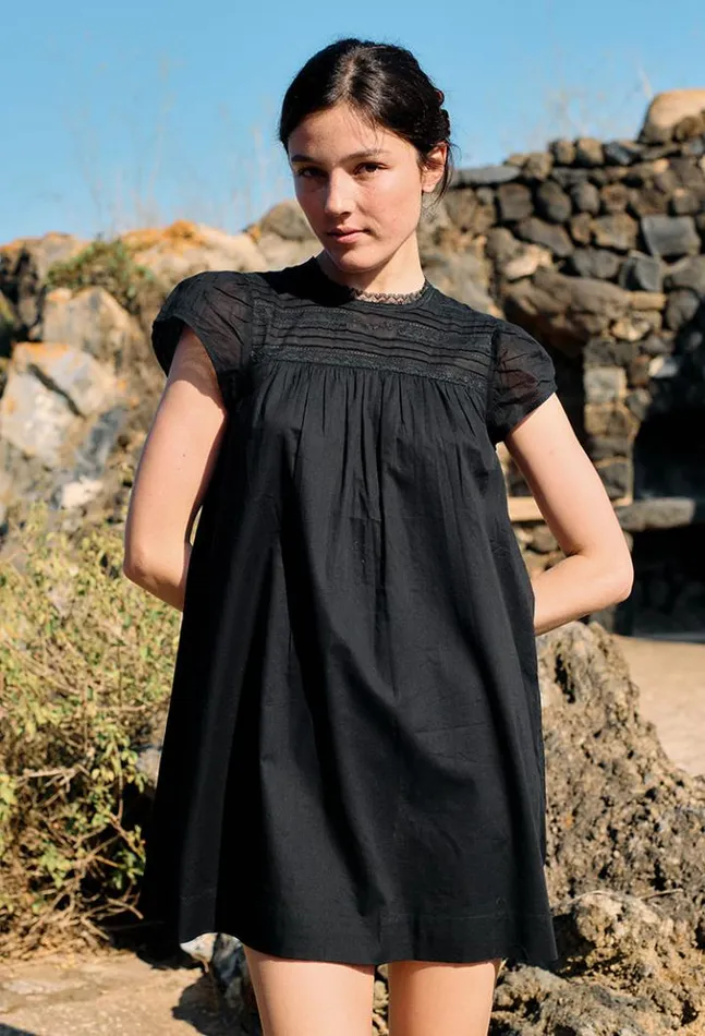 Anabela Black Cotton Mini Dress Women Ciao Lucia Mini Dresses