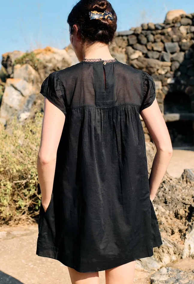 Anabela Black Cotton Mini Dress Women Ciao Lucia Mini Dresses