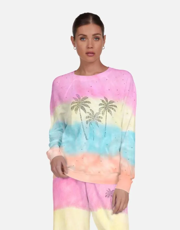 Anela Crystal Palm Trees Pastel Rainbow Women Lauren Moshi Long Sleeve