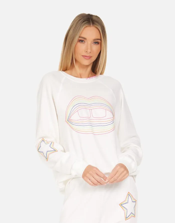 Anela Rainbow Lip Outline Milk Women Lauren Moshi Long Sleeve