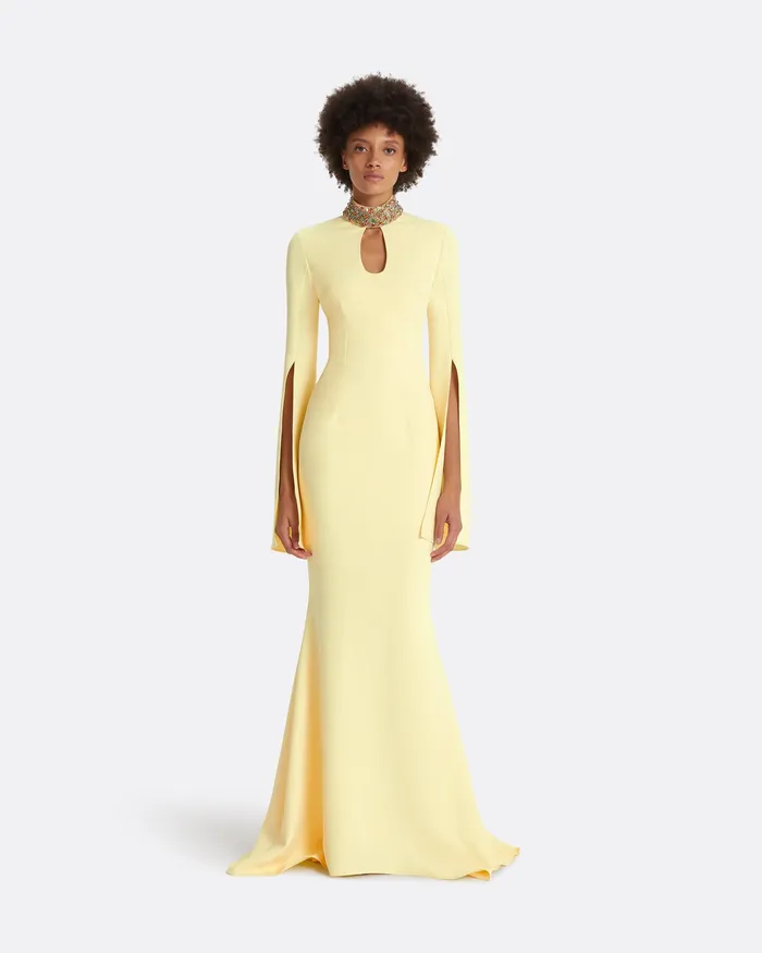 Anouk Pale Yellow Long Dress Pale Yellow Icons Safiyaa Women
