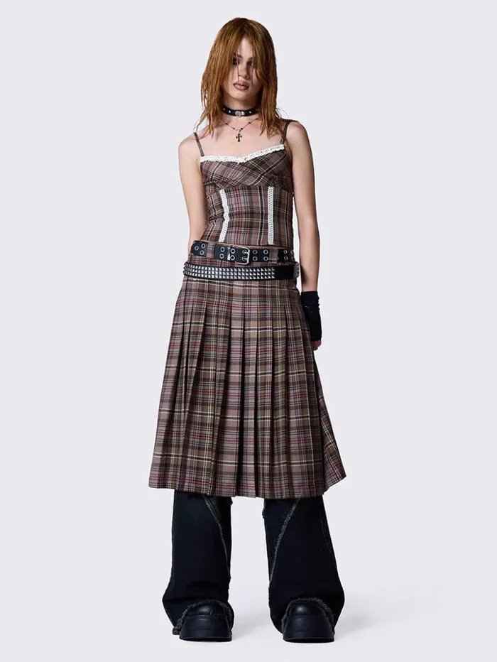 Arlet Plaid Lace Trim Cami Top Women Minga London Tops and TShirts Arlet Plaid Lace Trim Cami Top Women Minga London Tops and TShirts